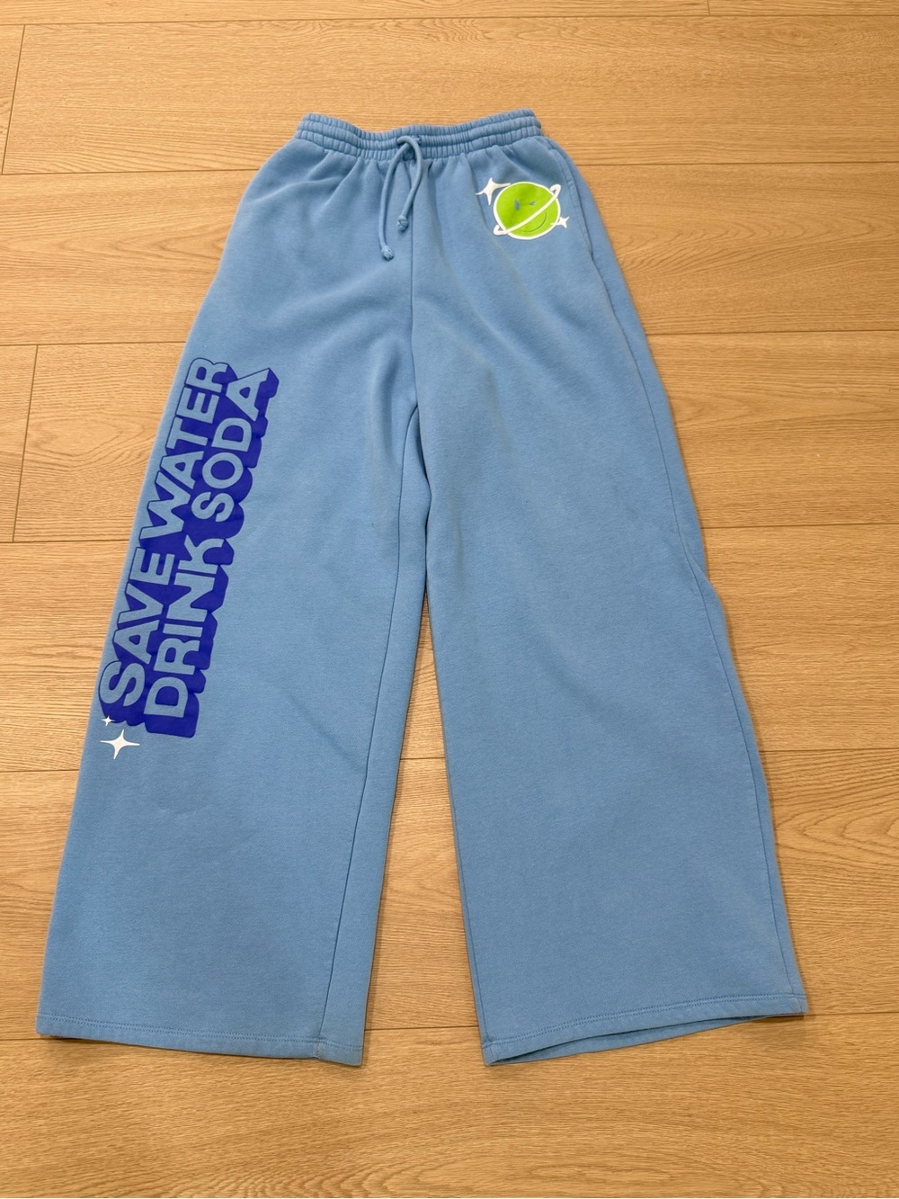 Target Poppi Save Water Drink Soda Blue Wide Leg Sweatpants Size Small
